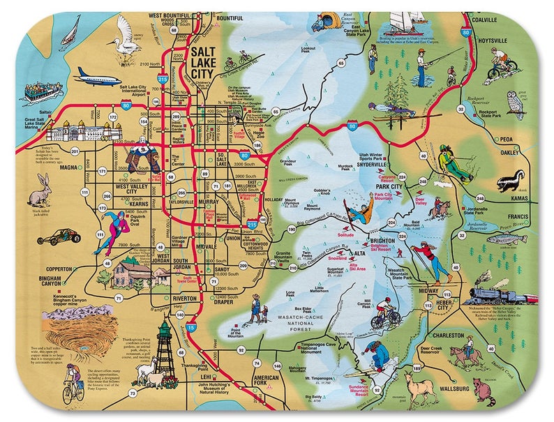 tray based on Salt Lake City area map